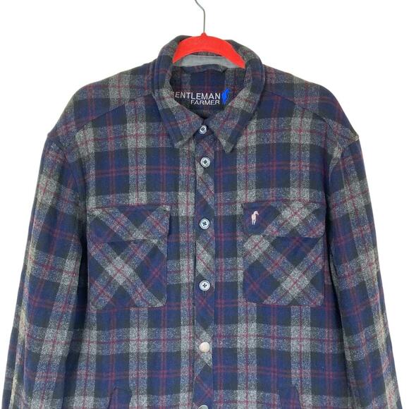 Gentleman Farmer Mens Sz L Wool Blend Plaid Shacket Jacket Preppy Classic Fall - Picture 2 of 16